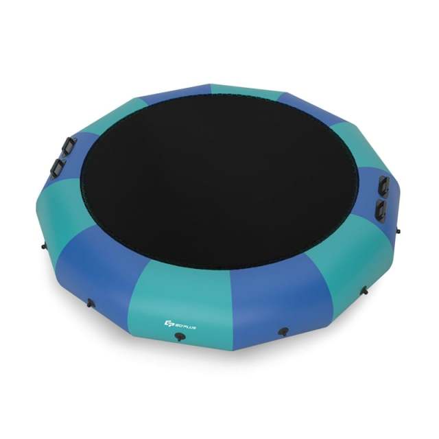 15FT Inflatable Water Trampoline, Recreational Water Bouncer with Electric Pump, Safety Ropes & Rope Ladder for Lake, Pool, Adults & Youth