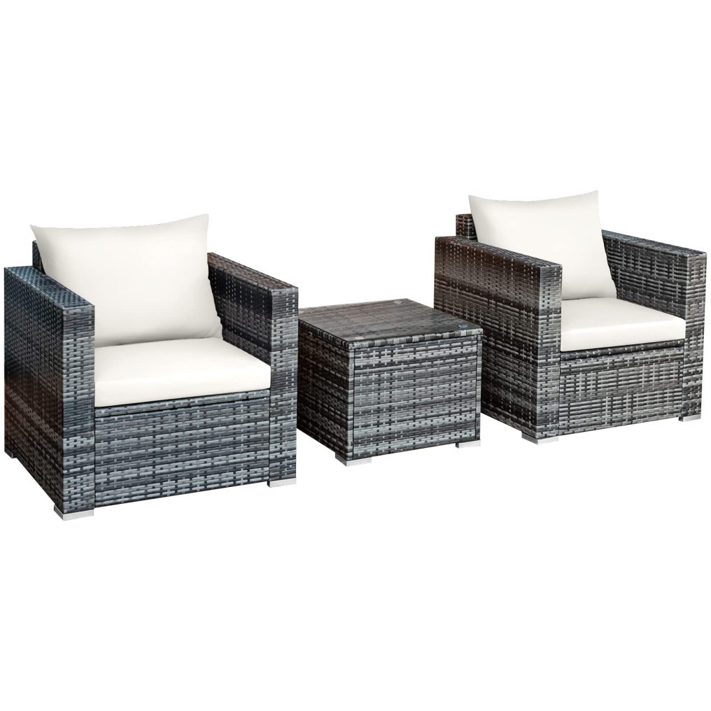 3-Piece Patio Furniture Set Outdoor Wicker Rattan Sofa