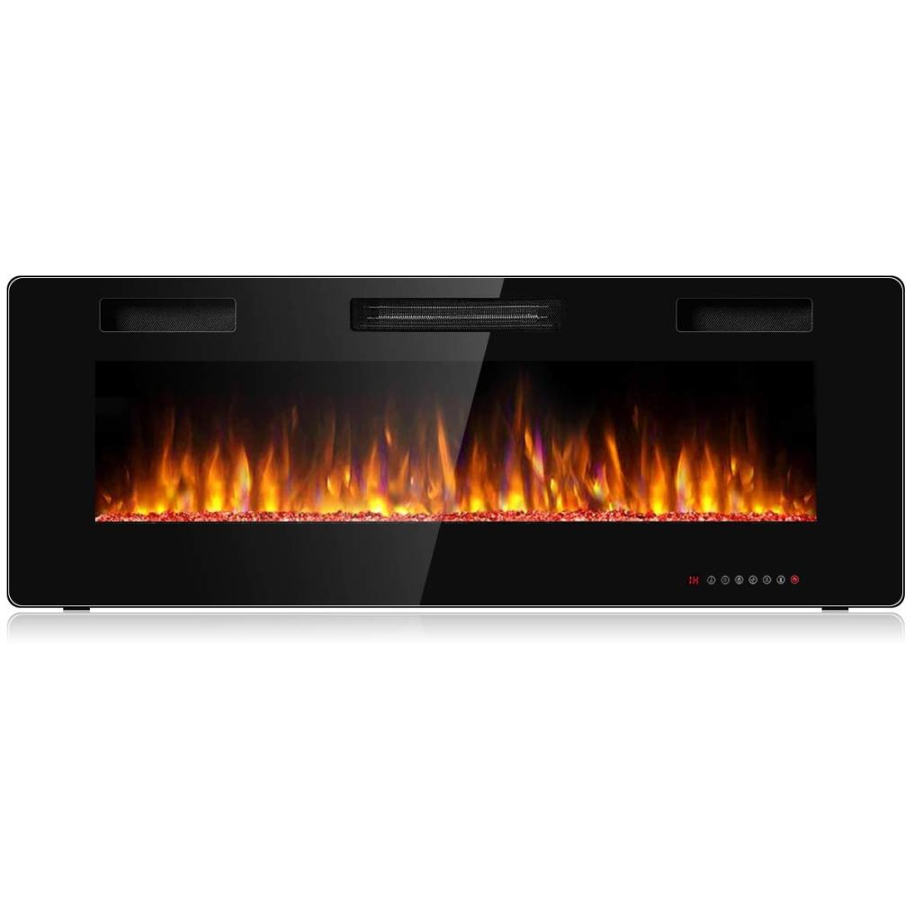 50 Inches Recessed Electric Fireplace, in-Wall & Wall Mounted Electric Heater