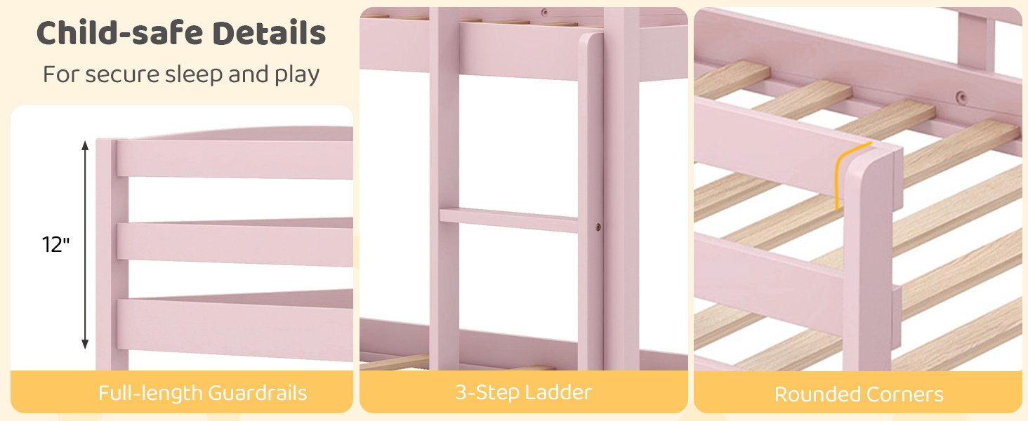 Full Over Full Bunk Bed Low-to-ground Bunk Bed