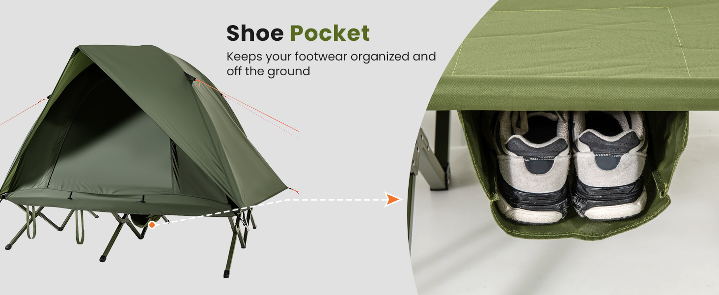 2-Person Camping Cot Tent Foldable Off-Ground Camping Combo for Adults