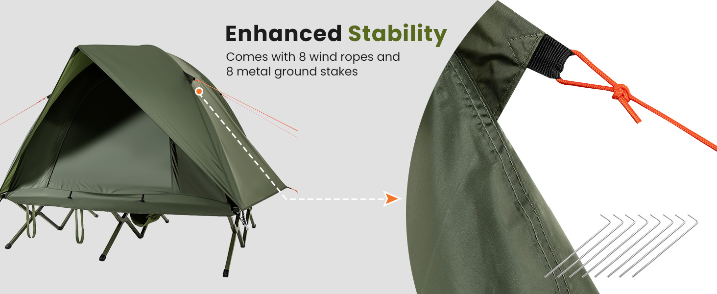 2-Person Camping Cot Tent Foldable Off-Ground Camping Combo for Adults