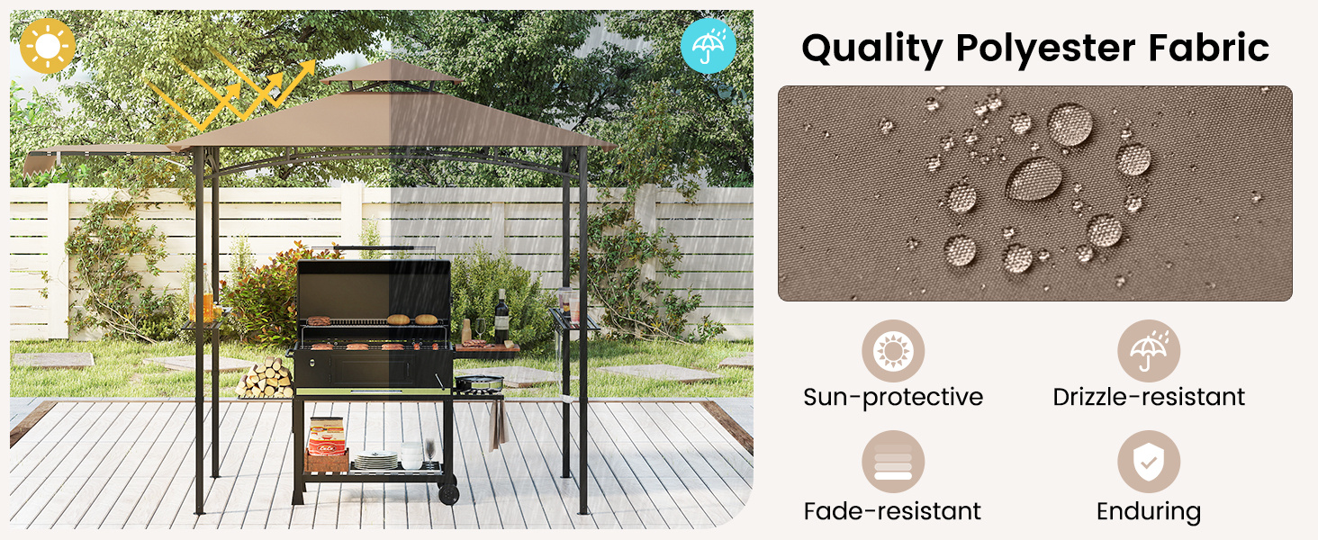 Outdoor Barbecue Canopy Tent Grill Gazebo with Side Awning