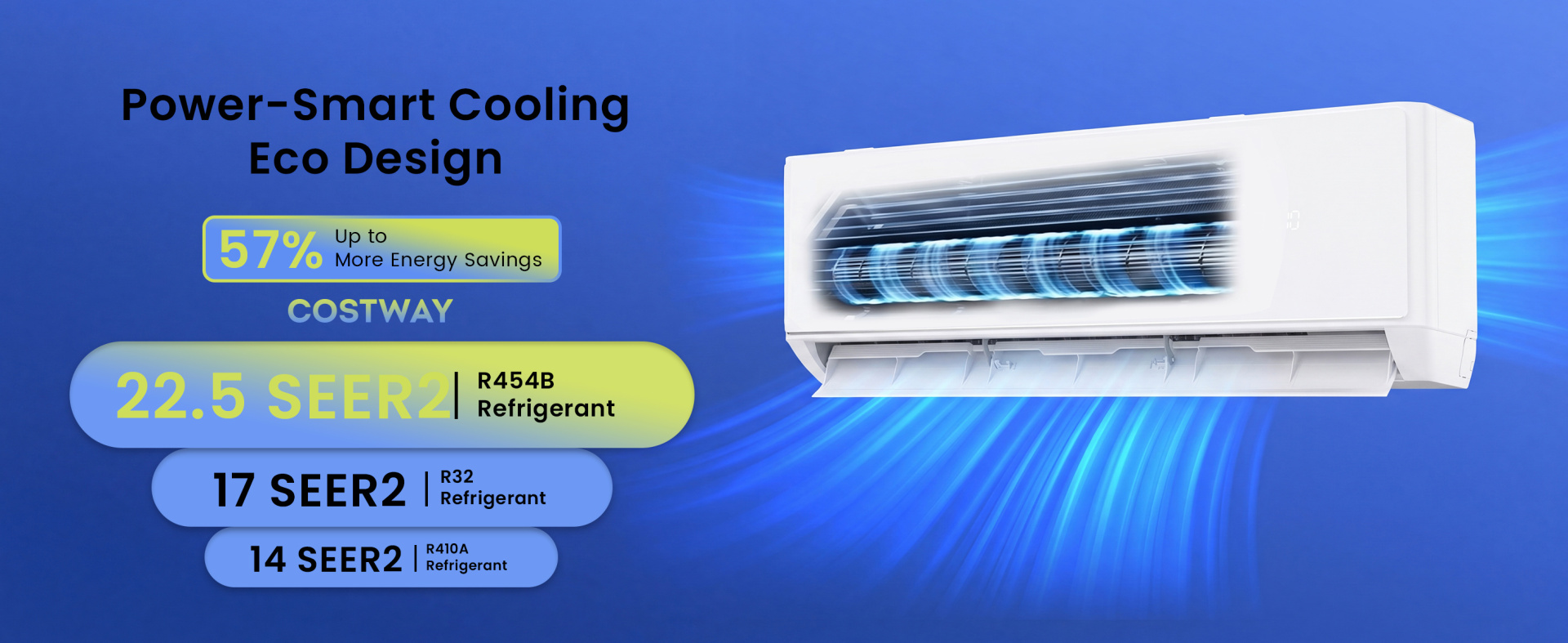X-Pro 35000 BTU mini split AC with heat pump, 22.5 SEER2, featuring energy-efficient R454B refrigerant for dual-zone.
