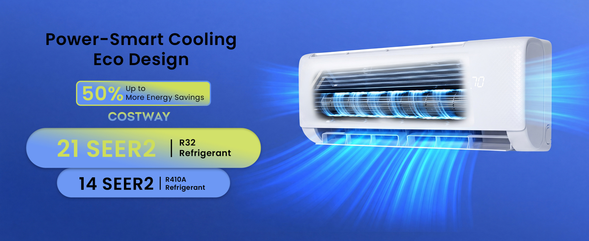 Airtural Series 24000 BTU 21 SEER2 Mini Split Heat Pump Energy Star Certified WiFi Enabled