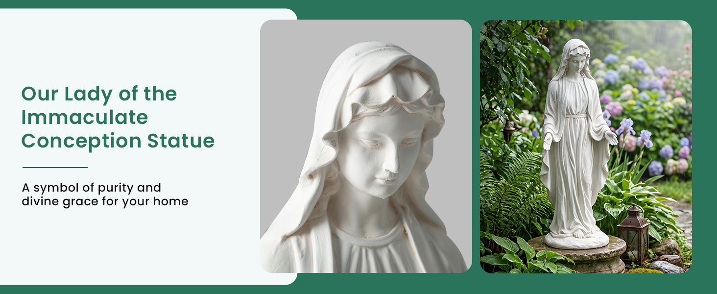 Our Lady of the Immaculate Conception symbolizes purity and divine grace for your home.