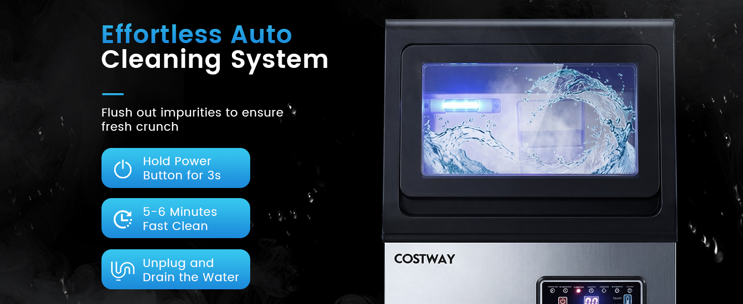 90 LBS/24H Commercial Nugget Ice Maker with Self-Cleaning